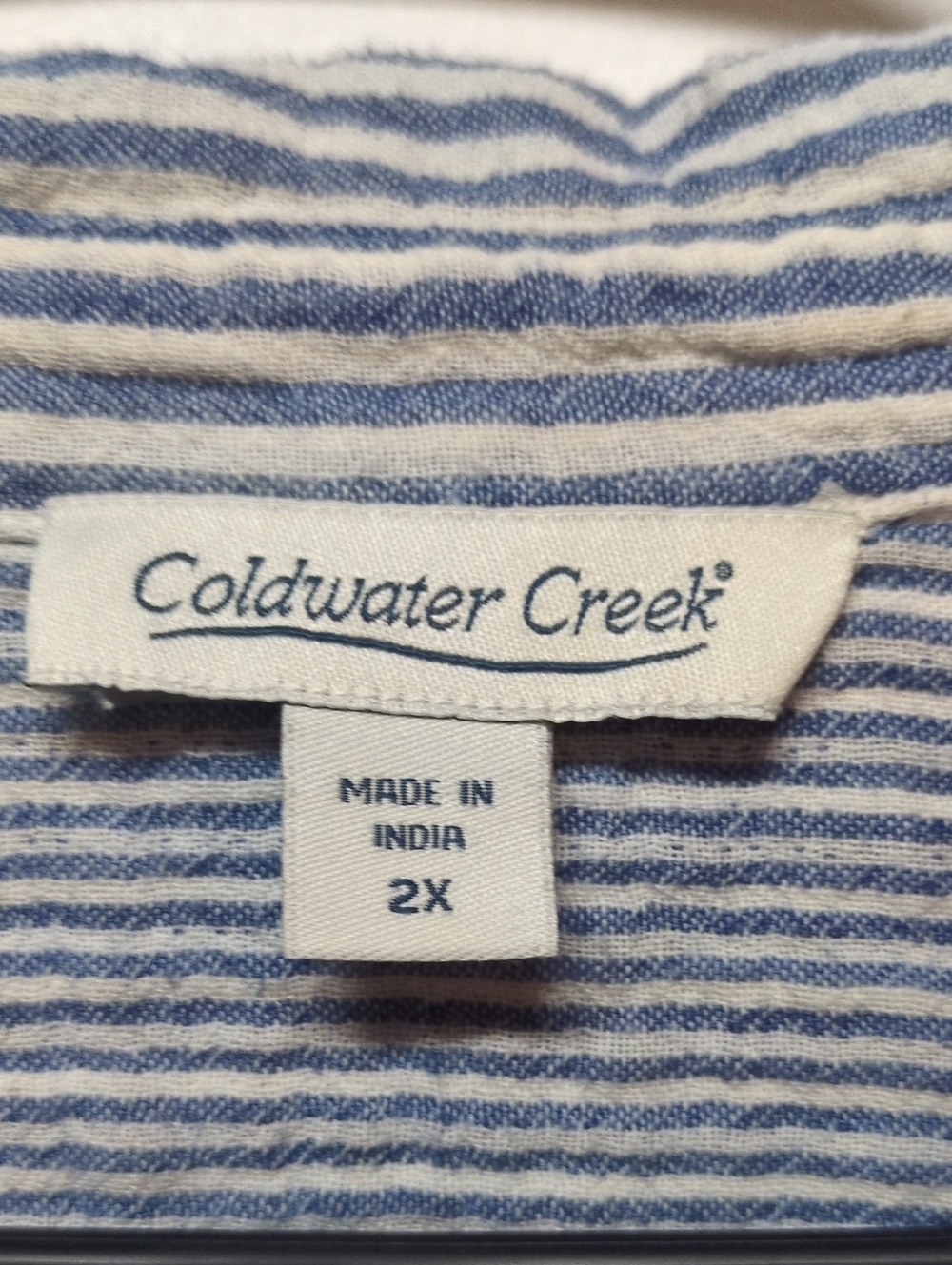 Coldwater Creek Blue White Stripe Button Up Shirt, Size 2X - Picture 6 of 8